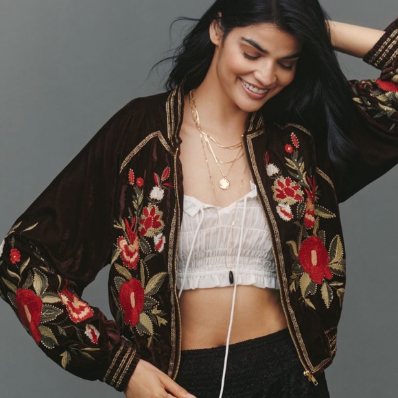 Anthropologie Jackets & Blazers - New with tags! By Anthropologie Velvet
Embroidered Bomber Jacket